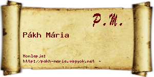 Pákh Mária névjegykártya
